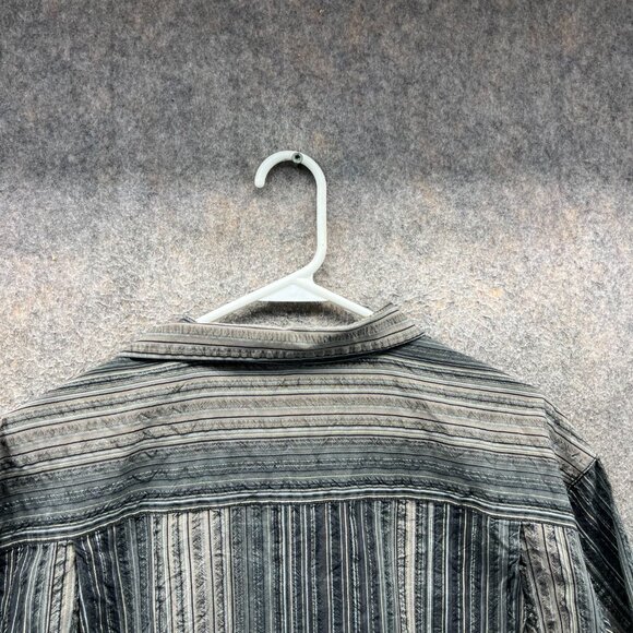 Tommy Bahama Shirt Mens Large Green Stripes Button Down Silk Seersucker Vintage - Picture 7 of 9